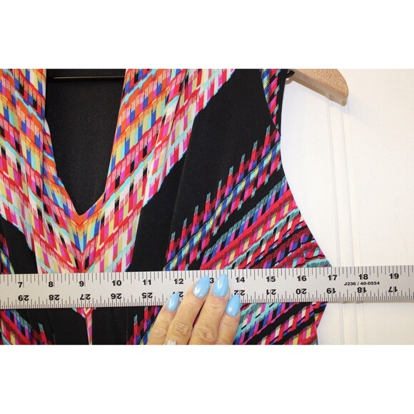 CHICO’s Maxi Lined Dress Watercolor Stretch Long Sleeveless Boho Size 0 - Picture 3 of 7